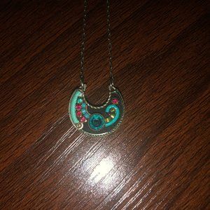 Mixed-media art necklace